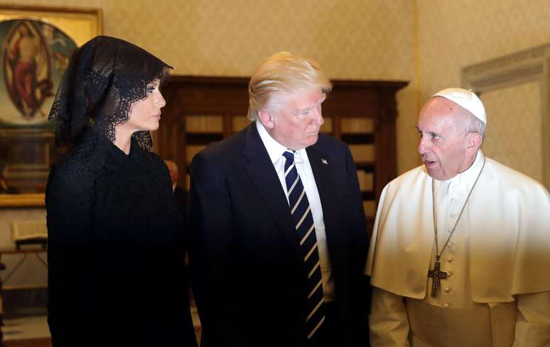 O Papa Francisco se reúne com o Presidente Trump e a Primeira-Dama Melania Trump na Cidade do Vaticano, em 2017