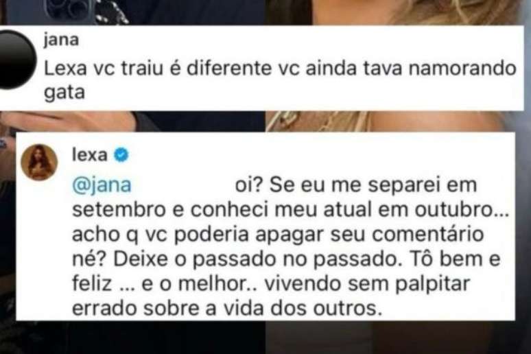 Lexa rebate internauta sobre suposta traição ao ex-marido, MC Guimê - Instagram