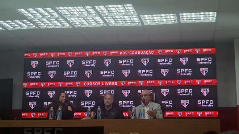 Lançamento da SPFC Academy foi anunciado pelos presidentes da Universidade do Futebol, Helena Rios, do São Paulo, Julio Casares e do Grupo SEB, Chaim Zaher.