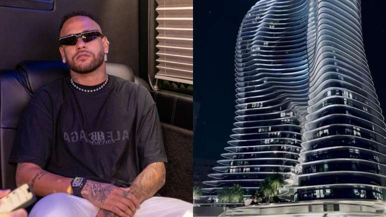 Neymar e prédio onde comprou cobertura em Dubai