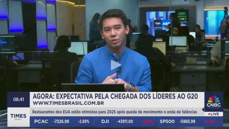 Ex-repórter da Globo SP, Rafael Ihara também faz parte da Times Brasil CNBC e apareceu com imagem estranha nas primeiras transmissões do novo canal