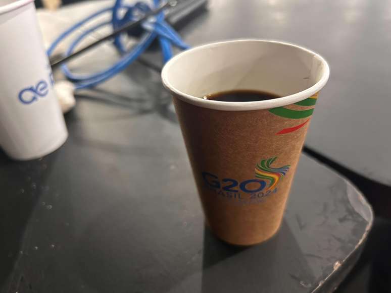 Café na sala de imprensa do G20