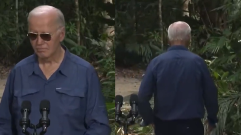 Joe Biden vira meme nas redes sociais após caminhar em direção à floresta