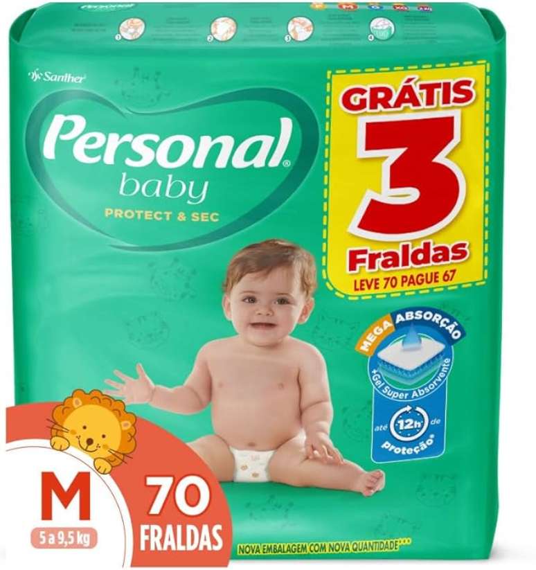 Personal Fralda Protect E Sec M Hiper, 70 Unidades