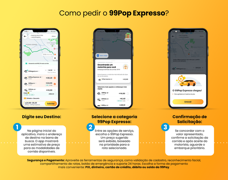 Aprenda como pedir um 99 na nova categoria 99Pop Expresso