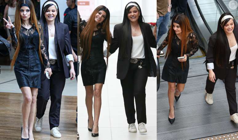 Maiara e Maraisa combinam looks com faixas de cabelo e esbanjam simpatia ao serem flagradas passeando em shopping do Rio.