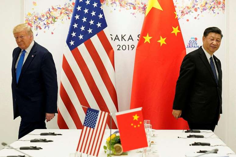 Trump e Xi na reunião do G20 em Osaka, no Japão, em 2019