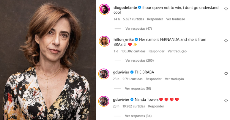 Fernanda Torres ganha apoio de colegas por mais seguidores