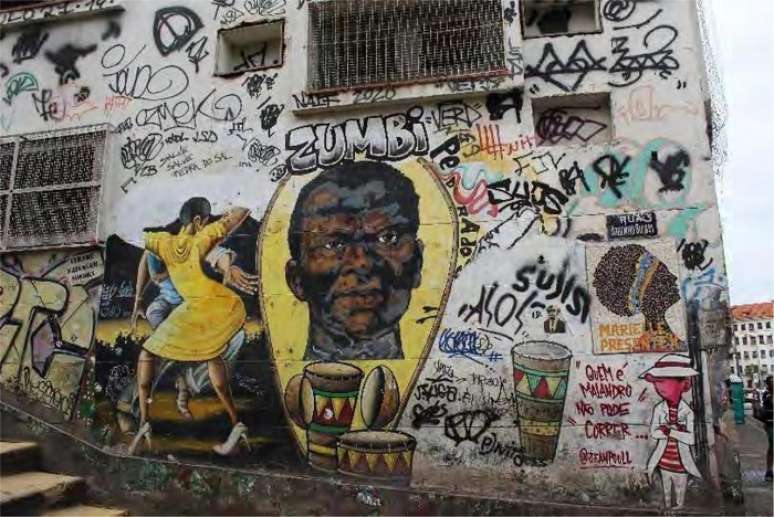 Zumbi, que simboliza o Dia da Consciência Negra: herói presente no imaginário popular é representado em grafite.