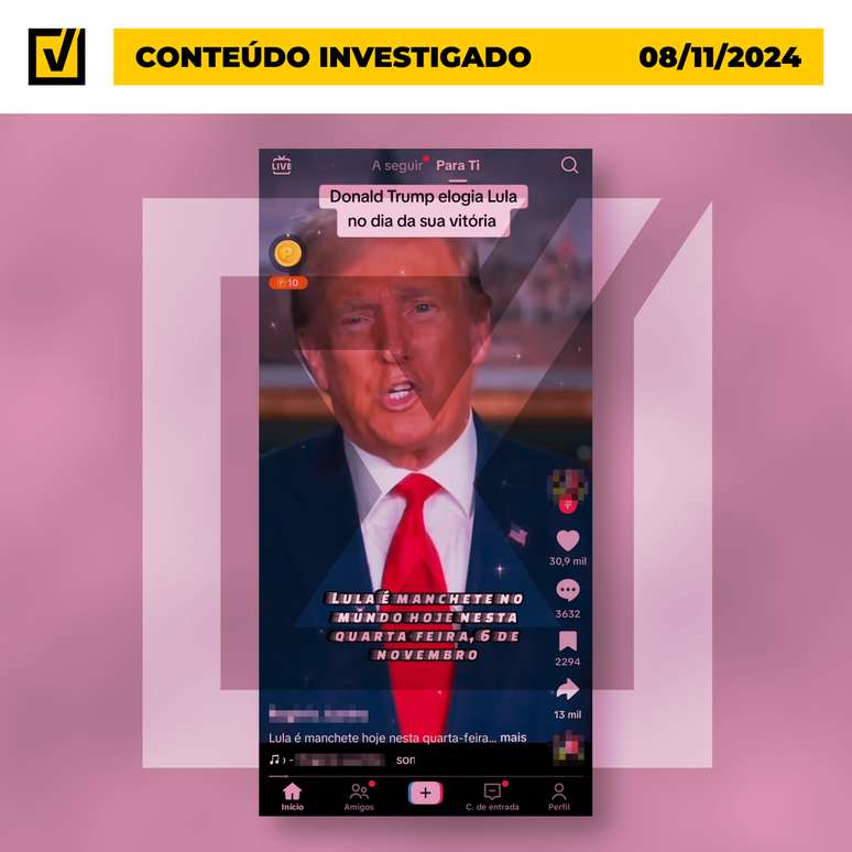 Conteúdo falso sobre Trump foi publicado no TikTok