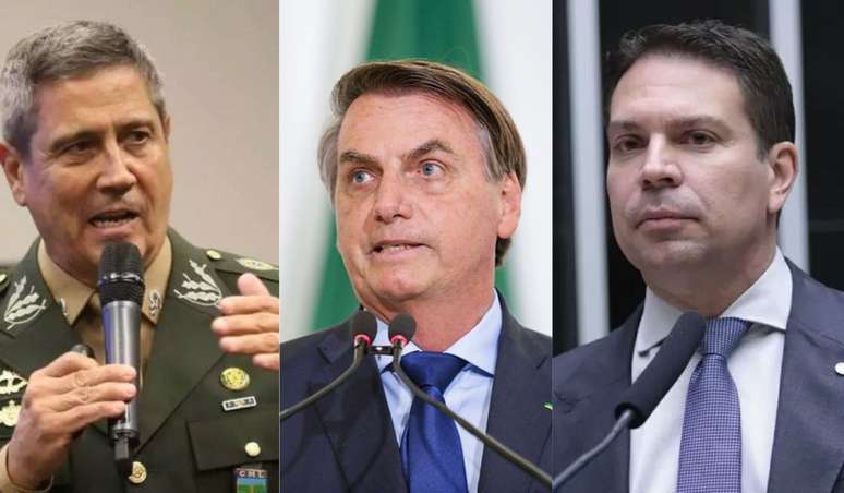 Braga Netto (esq.), Bolsonaro (centro) e Ramagem (dir.) foram indiciados 