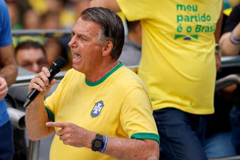 O ex-presidente do Brasil Jair Bolsonaro em protesto contra o Supremo Tribunal Federal em 7 de setembro deste ano