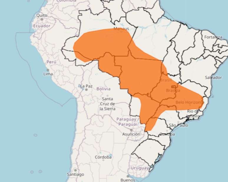 Inmet emite alerta laranja para ao menos doze Estados do Brasil.