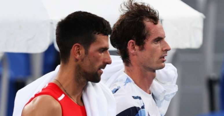 Djokovic e Murray em treino 