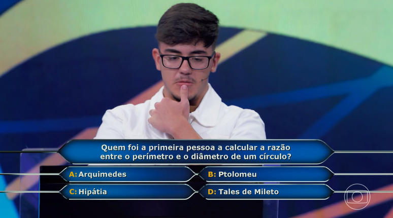 Estudante universitário Lucas Campos, de 19 anos, participou do quadro 'Quem Quer Ser Um Milionário', no 'Domingão com Huck'.