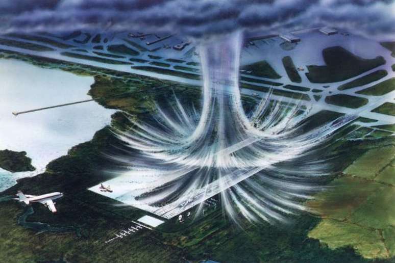 Ilustração de um microburst