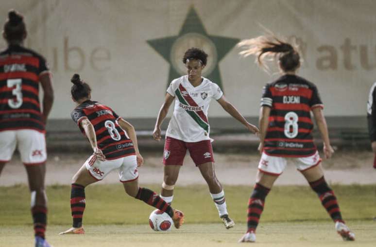 FOTO: MARCELO GONÇALVES / FLUMINENSE F.C. - Legenda: Jucinara marcou o gol do título para o Flamengo