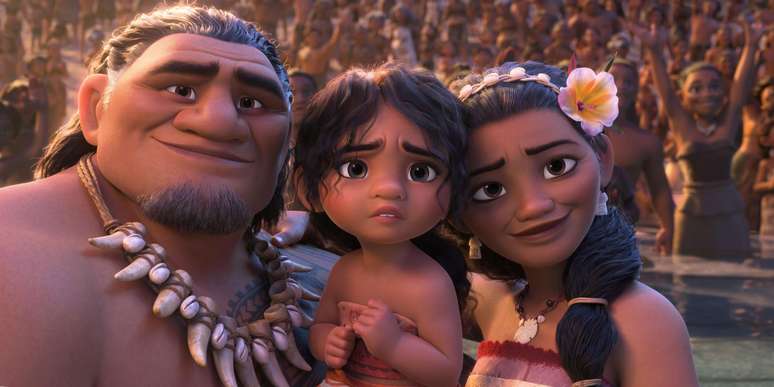 Os pais e a irmã de Moana, em 'Moana 2'