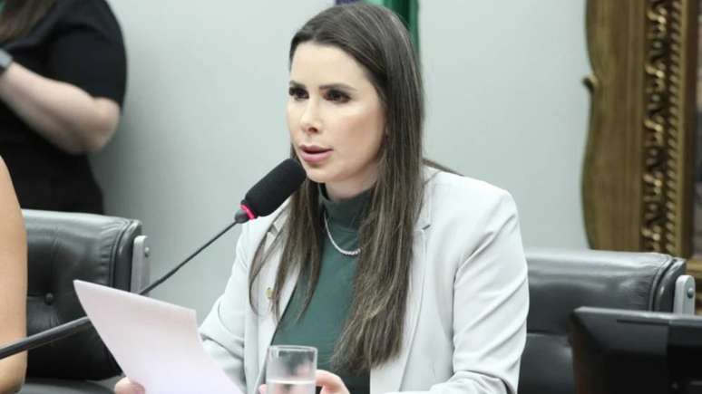 A presidente da comissão, Caroline de Toni (PL-SC), suspendeu a sessão por alguns minutos após protestos