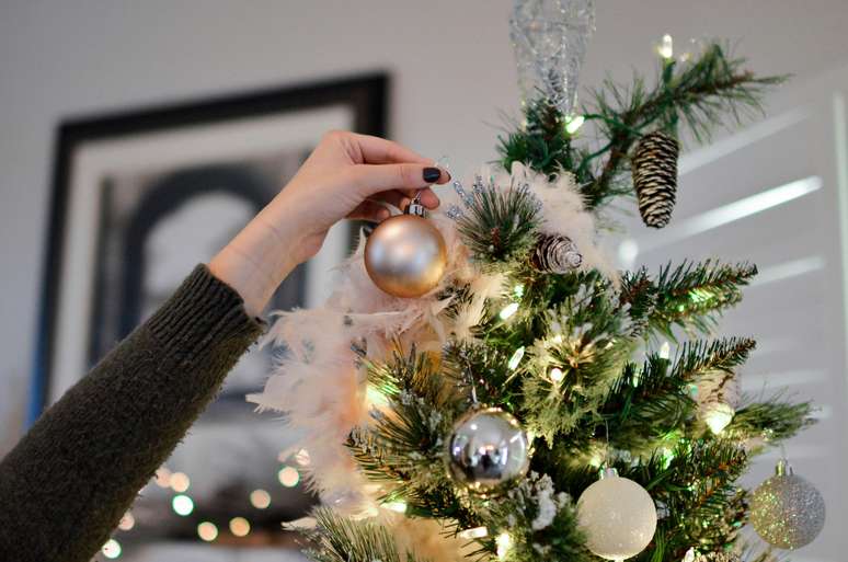 Decoração da árvore de Natal.