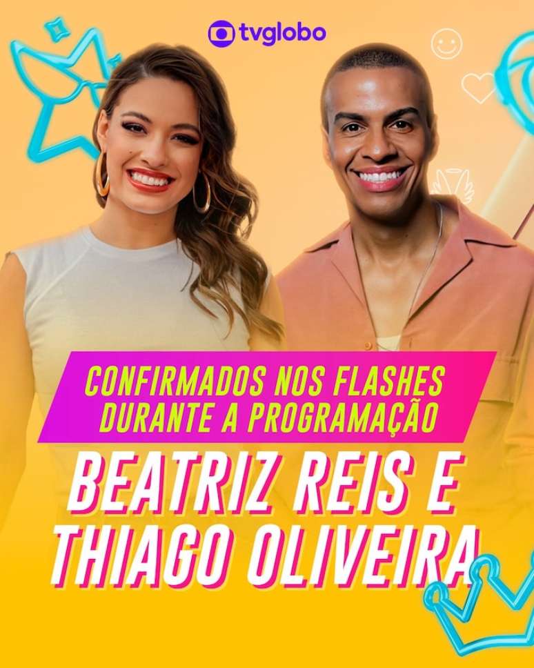 Beatriz Reis e Thiago Oliveira comandam flashes na programação da Globo no 'BBB 25'