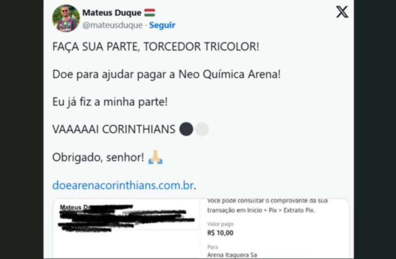 Teve gente estimulando a doação – prontamente atendida por alguns tricolores –