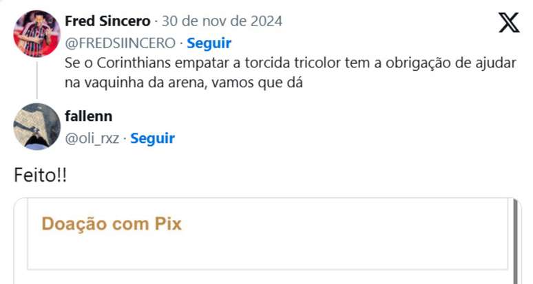 Teve gente estimulando a doação – prontamente atendida por alguns tricolores –