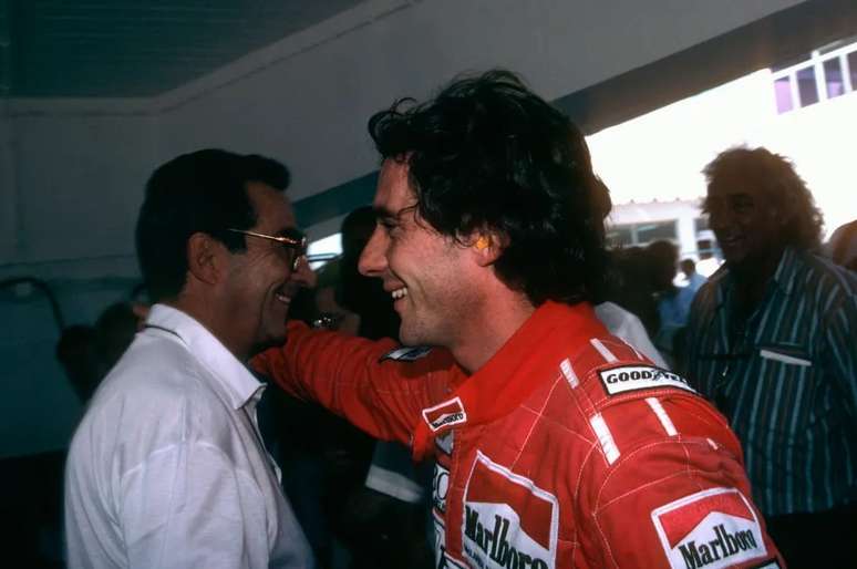 Senna e o pai durante GP da Espanha em 1990