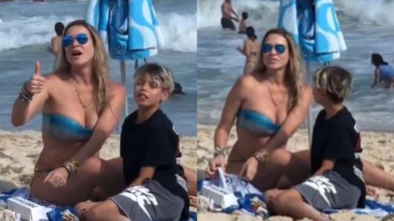 Luana Piovani se estressa com fãs em praia do RJ: ‘Já deu, né?’