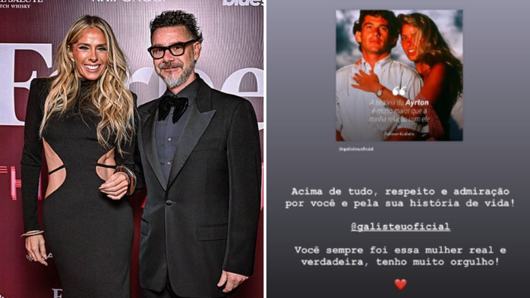 ‘Respeito e admiração’, diz marido de Adriane Galisteu sobre declaração dela à Senna