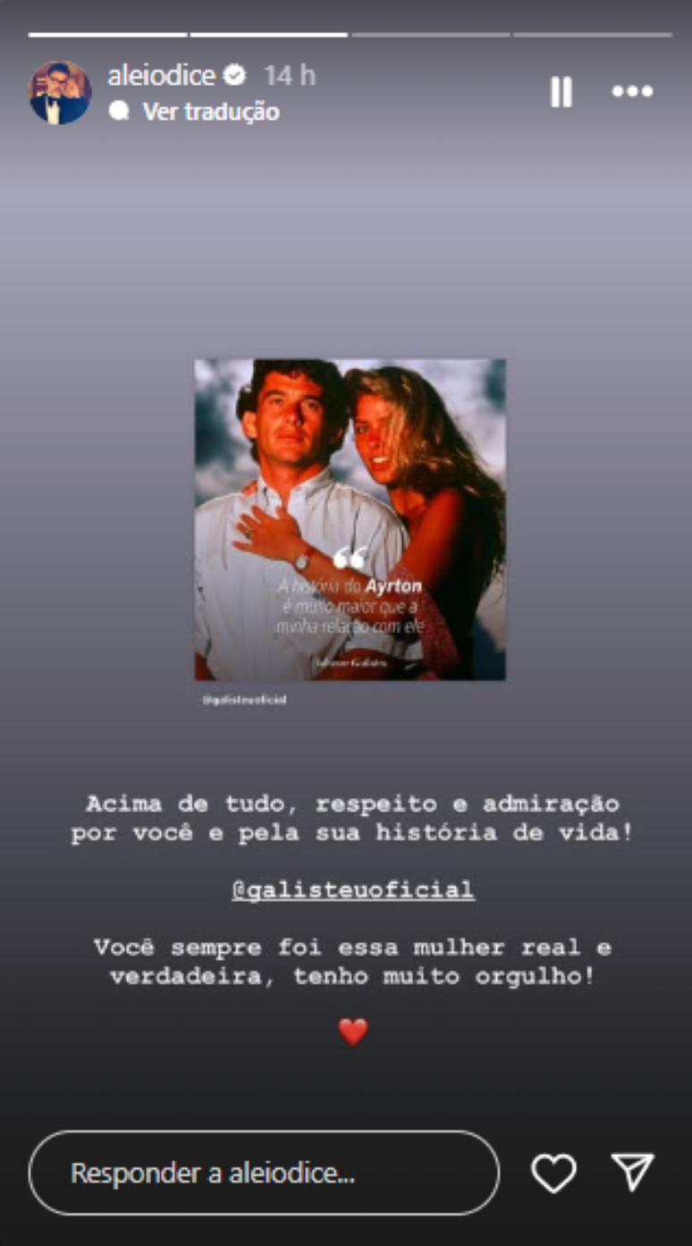 Marido de Adriane Galisteu sobre declaração dela à Senna