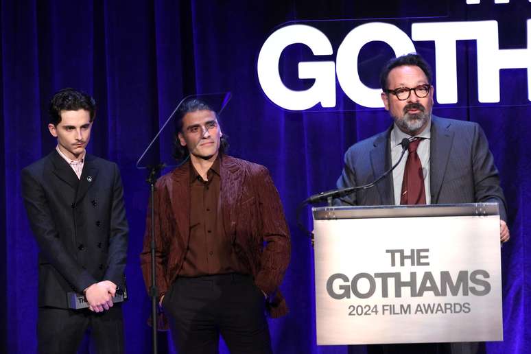 Timothée Chalamet, Oscar Isaac e James Mangold no Gotham Awards 