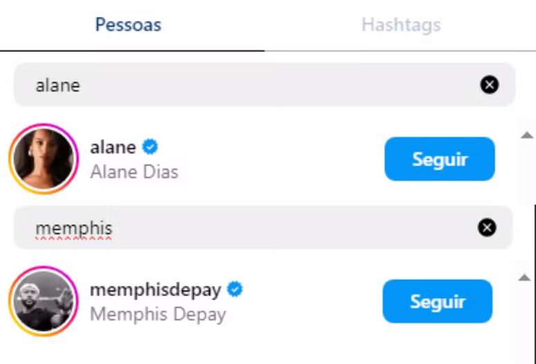 Atualmente, Memphis e Alane se seguem no Instagram –