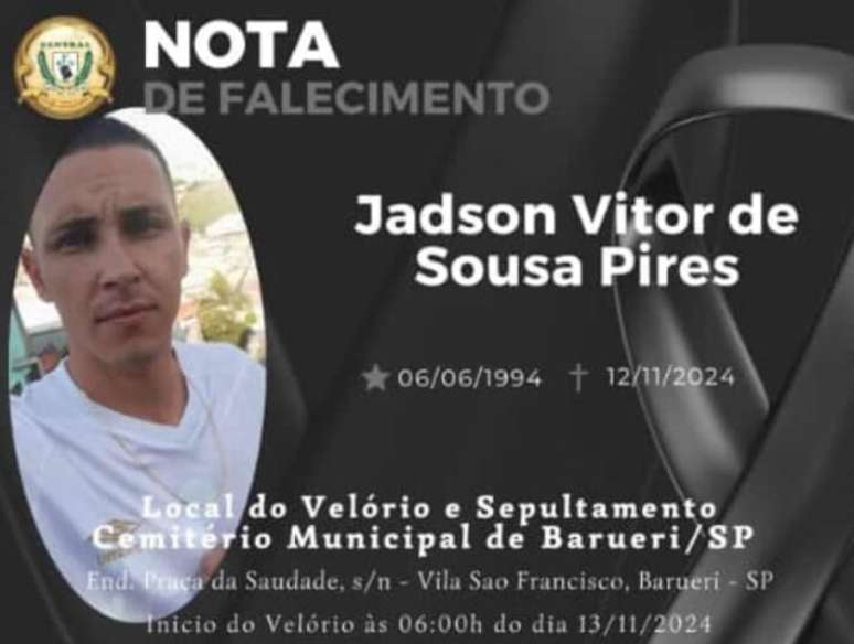 Familiares publicaram mensagem de pesar pela morte de Jadson Pires, após sofrer agressão em estação da Linha 8-Diamante, em Carapicuíba.