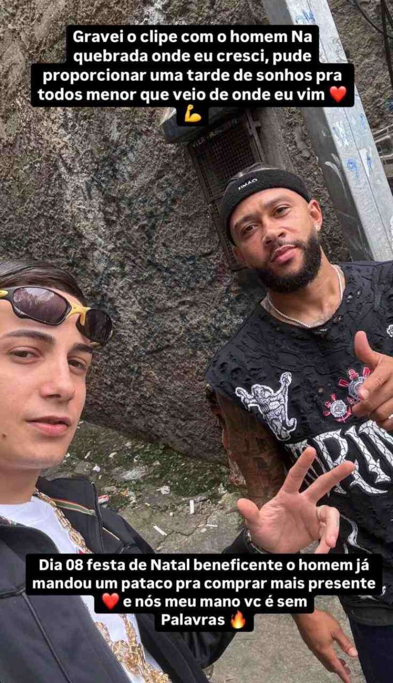 Posteriormente &agrave; grava&ccedil;&atilde;o, Hariel agradeceu a Memphis pela parceria &ndash;