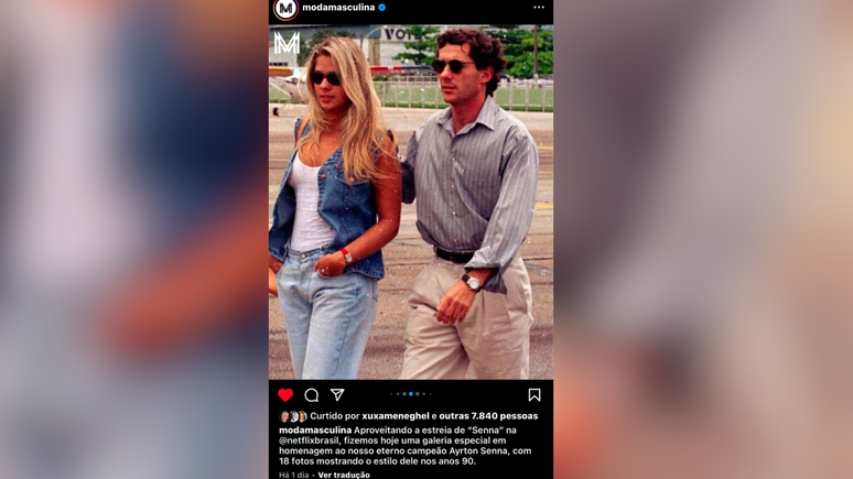 Xuxa curtiu publicação com foto de Galisteu e Senna