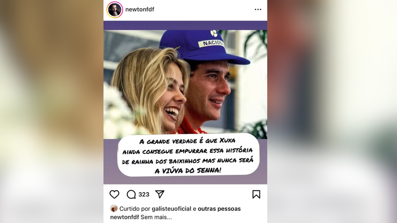 Galisteu curte publicação no Instagram que fala sobre Xuxa e Senna