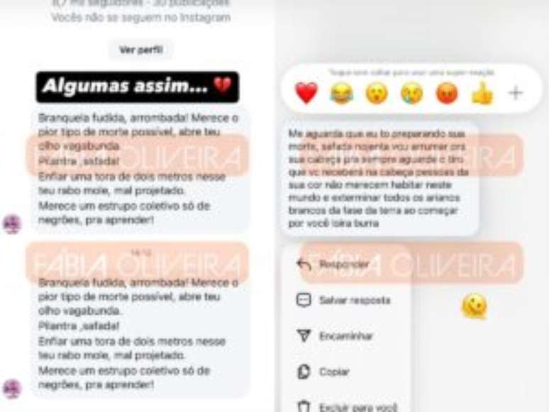 Influenciadora recebeu ameaças através de mensagens nas redes sociais (Fotos: Reprodução/Instagram)