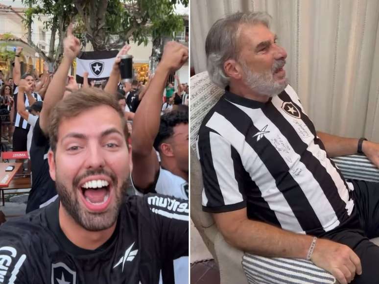 Matheus Costa e seu pai comemoram título do Botafogo —