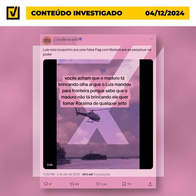 Conteúdo com informações falsas foi publicado no X