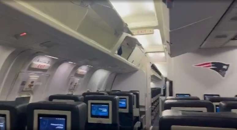 Interior do avião pertencente ao Patriots, time da NFL –