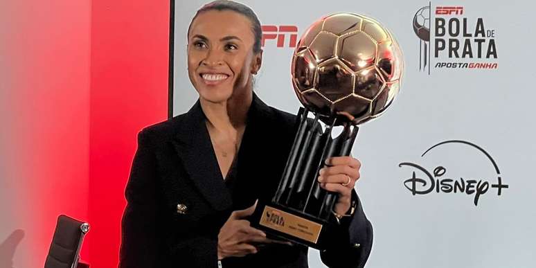 Marta durante participação no Prêmio ESPN Bola de Prata Aposta Ganha