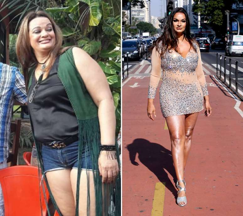 Antes e depois de Carmen Reis após dieta de hipnose - Divulgação