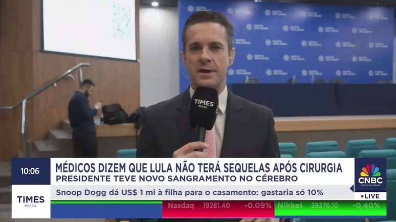 Eric Kleinroleta da sorte númerosparticipação ao vivo no telejornal 'Real Time', do canal Times Brasil