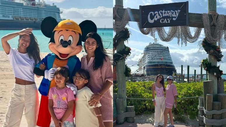 Yanna Lavigne e Mariana Uhlmann com as filhas no cruzeiro da Disney