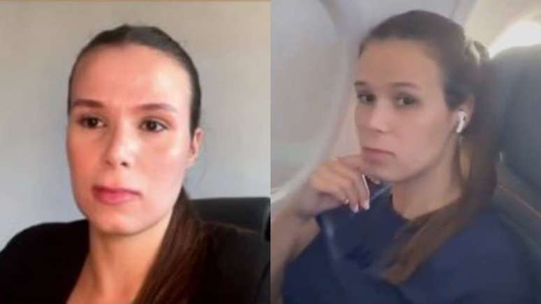 Without sleeping or eating properly, Jeniffer Castro insists on sitting in the plane window