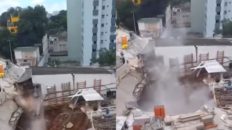 Parte do canteiro de obras da futura estação de metrô Bela Vista desabou