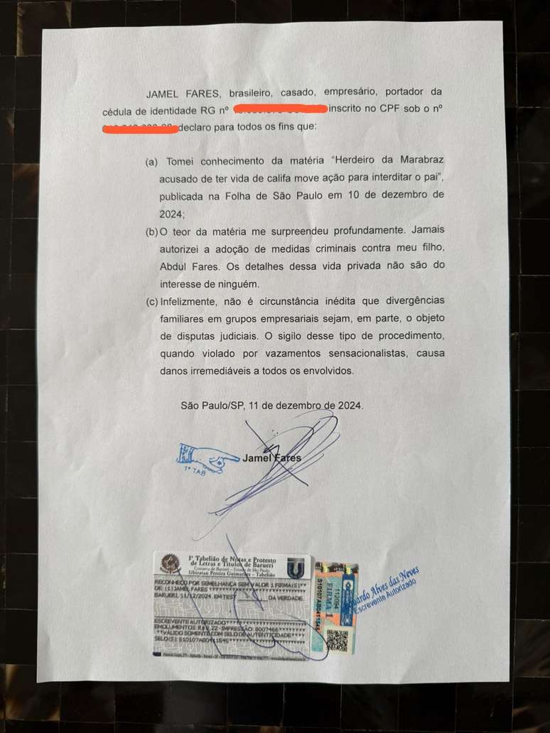 Posicionamento de Jamel Fares