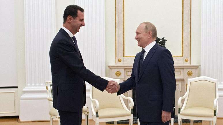 Bashar al-Assad e Vladimir Putin no Kremlin em 2021