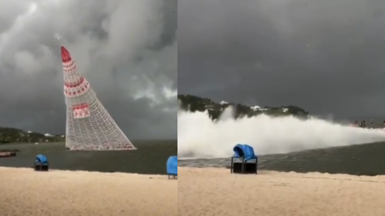 Tragédia! Árvore de Natal flutuante cai, mata um e deixa feridos no RJ; vídeo